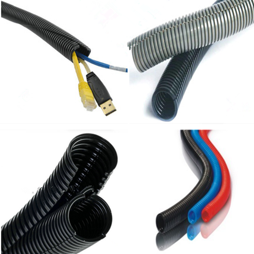 Plastic Flexible Automotive Cable Wire Loom Split Corrugated Convoluted Tubing