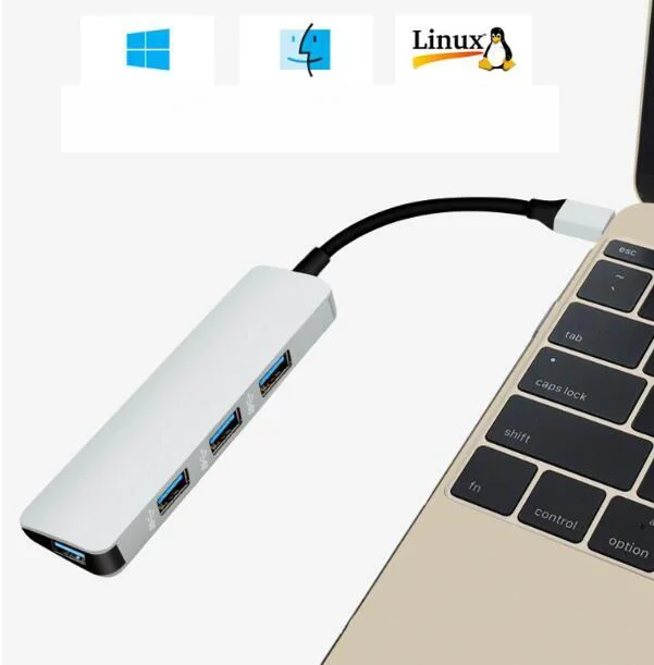 7 in 2 USB C Hub 3.0 Adapter USB Type C Hub with 2 Ports 3.0 Hub and SD TF Card Reader for MacBook