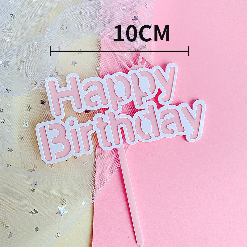 Pink Letters Happy Birthday Cake Decor Girls Acrylic Laser Cutting Pink Cake Topper for Birthday Party
