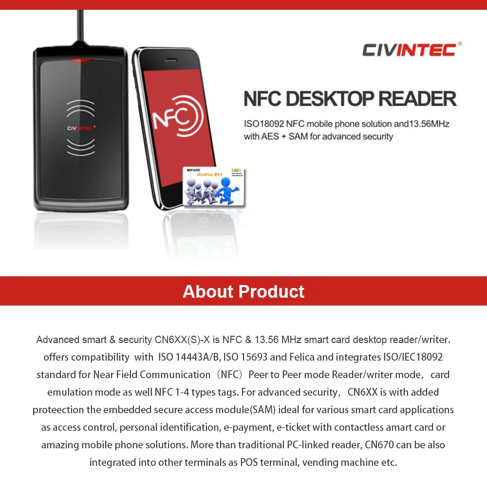 USB NFC Reader Writer RFID Contactless Smart Card Reader