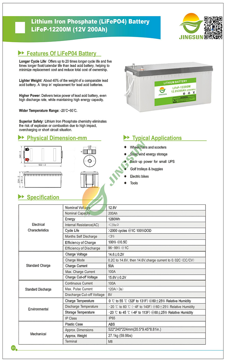 Rechargeable Lithium Polymer Battery Li-Polymer Lipo 12V 200ah