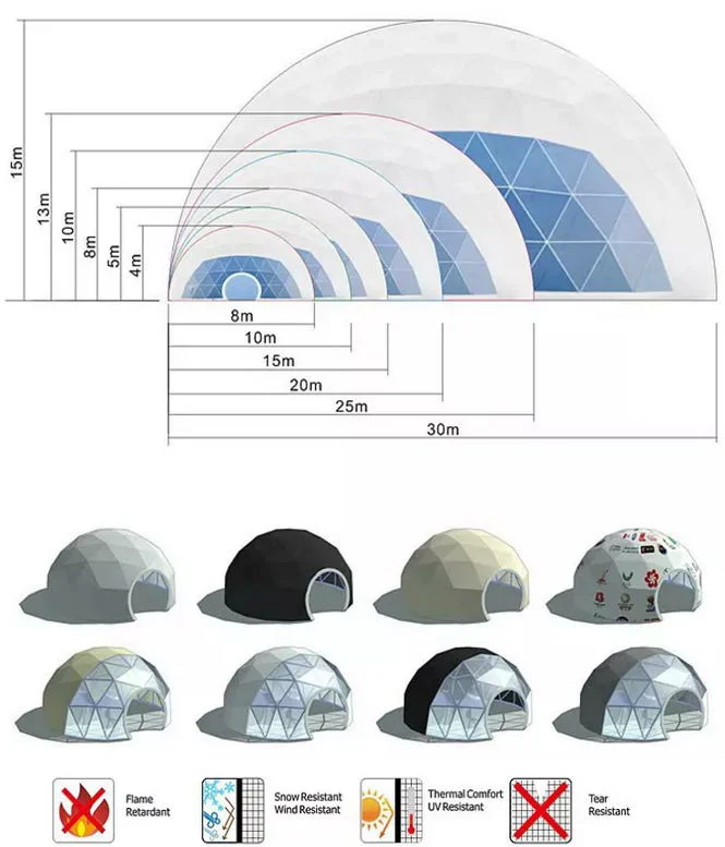 6m Safari Eco Canopy Geodesic Dome Tent for Glamping