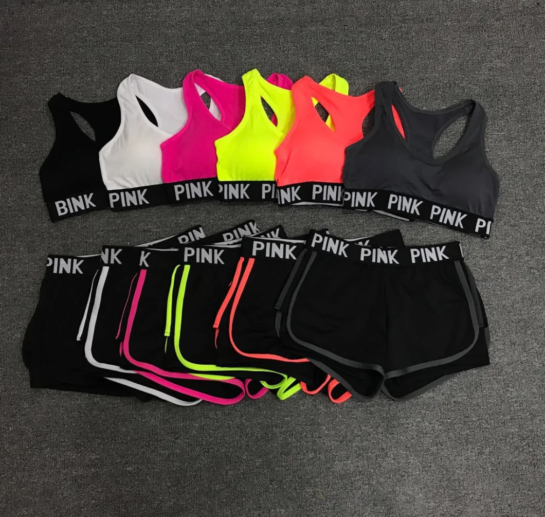 2PCS Pink Women Yoga Sets Sports Fitness Clothing Sportwear Women Yoga Suit
