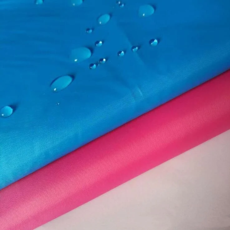 100% Polyester Woven PA/PU/PVC/TPU/ULY Coated Waterproof Taffeta/Pongee/Oxford Fabric for Umbrella/Tent/Raincoat/Luggage/Jacket
