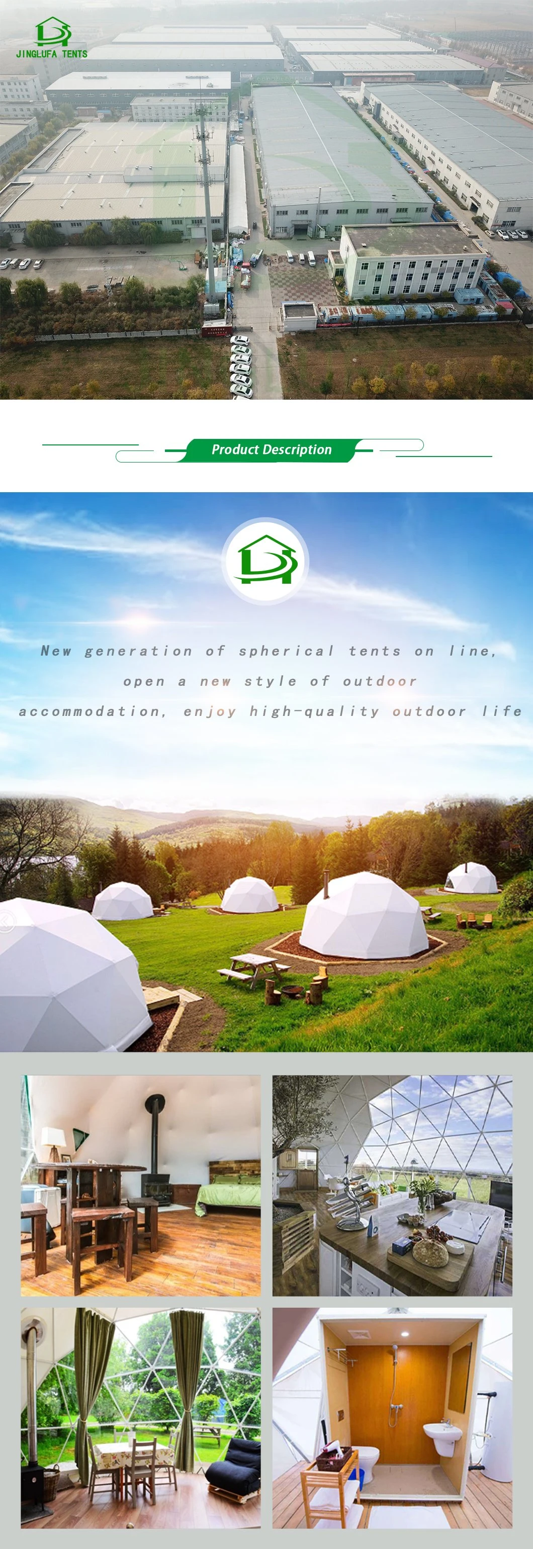 Polystyrene Eco Hotel Resort Desert Dome Tent 8m Tourism for People Accomodation Geodesic Dome Tent Glamping
