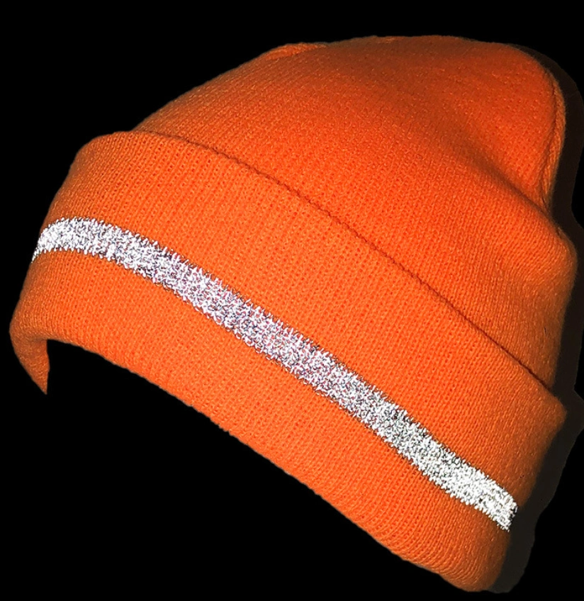 Adult Winter Warm Acrylic Knitted Jacquard Safe Reflective Night Running Beanie