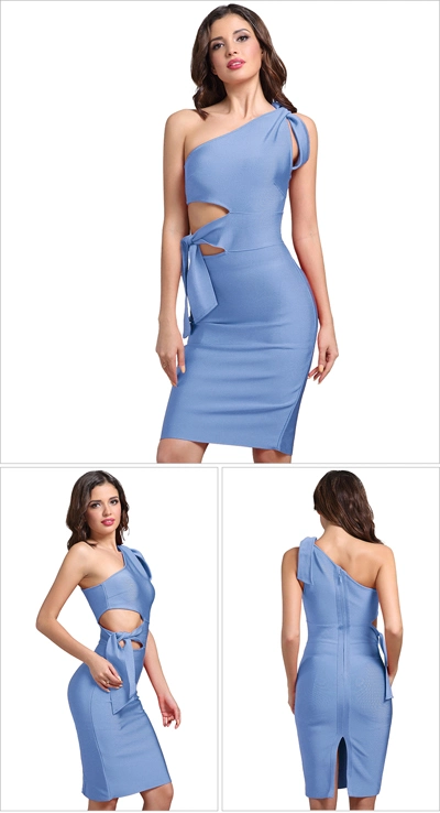 Woman Clothes Collarless Bandage Dress Party Evening Dress Fashion Dress Tight One off Shoulder Dress