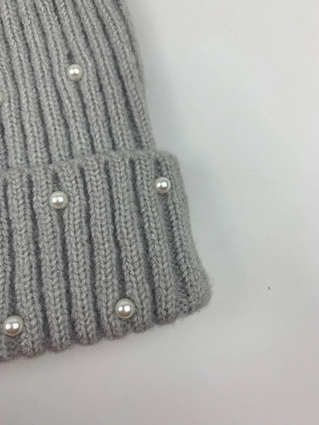 Winter Warm Pearl Embellished Knitted Beanie Hat Cozy Core Colors Designer Custom Hat