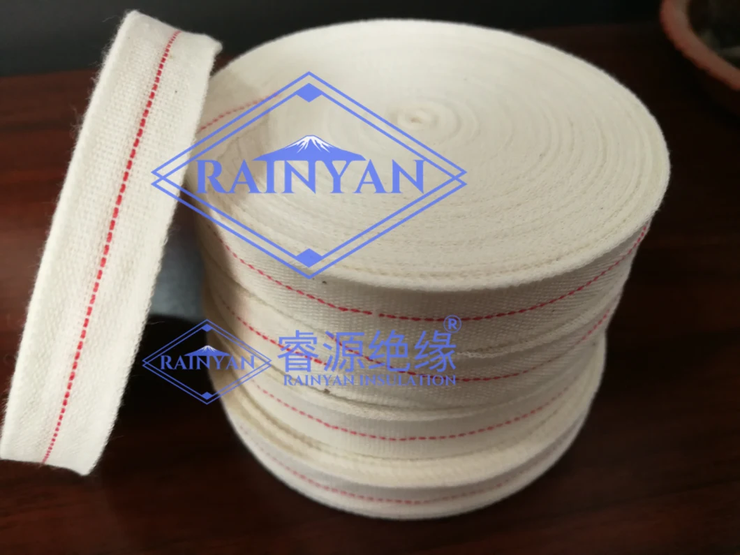 China Manufacturer Wholesale Electrical Insulation Binding Tape Motor Transformer Cotton Tape with Red Line Insulating