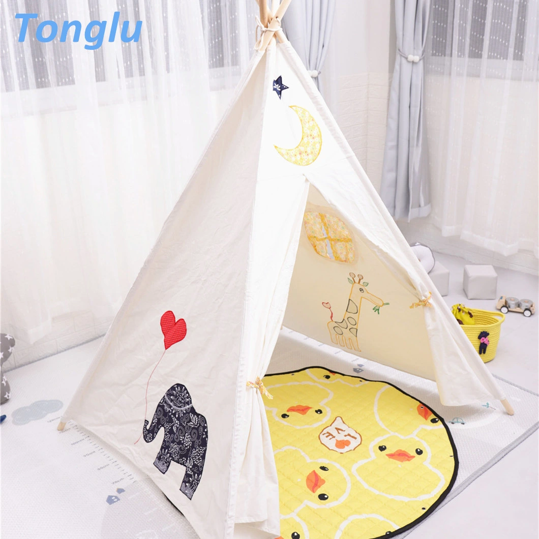Kids Play Tent House Cotton Canvas Children's Teepee Indian Teepee Tents
