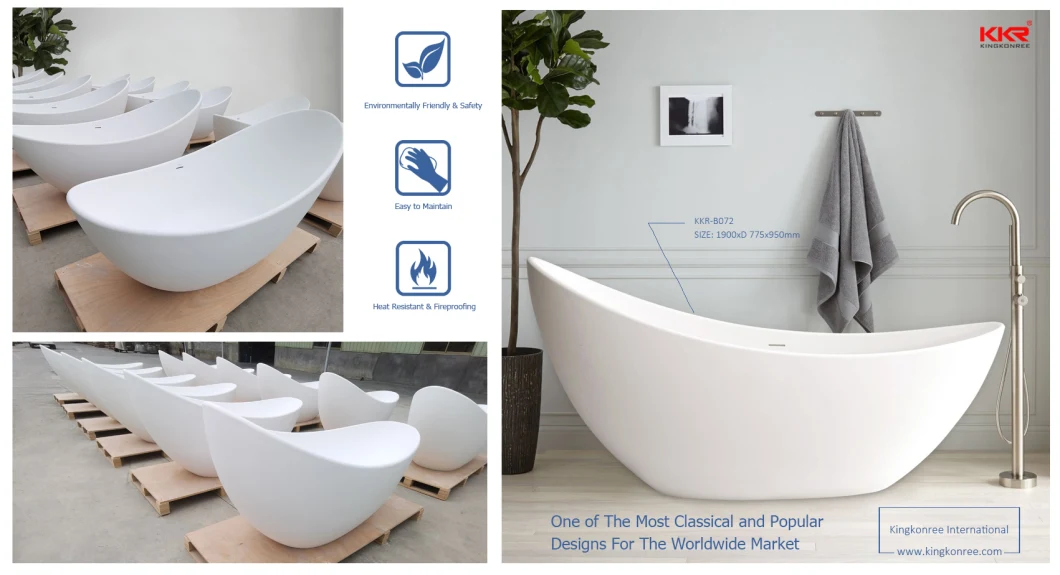 Artificial Stone Acrylic Solid Surface Bath Freestanding Bathtub Stone Tub