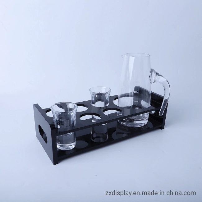 Black Acrylic Glass Cup Serving Tray Water Bottle Storage Tray