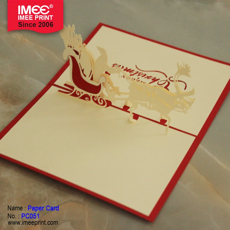 Imee Customize Luxury Fancy Merry Christmas Cards Handmade Funny Christmas 3D Laser Pop up Card