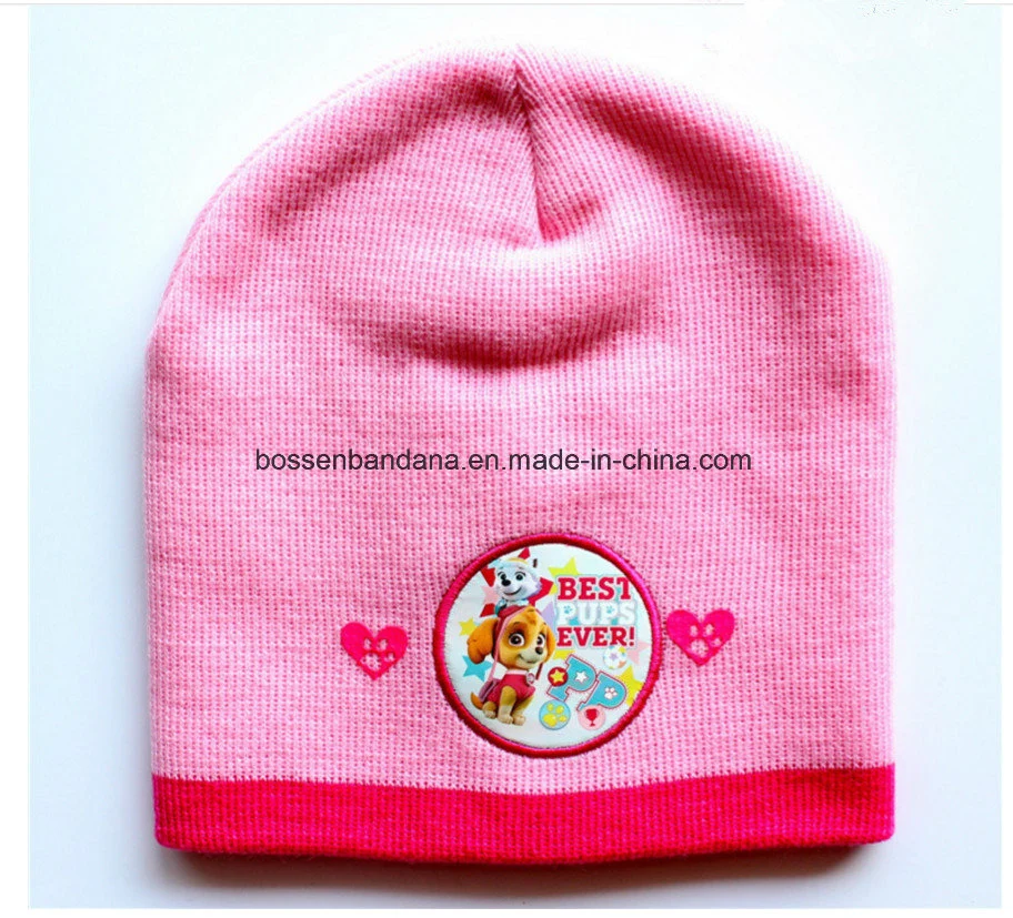 China Factory Produce Custom Embroidered Pink Acrylic Knitted Winter Snowboard Kids Beanie Scarf Gloves Set
