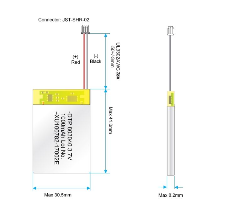 Li-Polymer 1000mAh 3.7V RC Battery 803040 083040 Lithium Polymer Battery