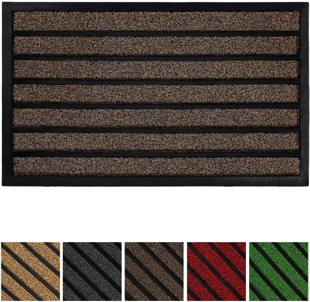 Original Durable Striped Door Mat, Indoor Outdoor, Easy Clean, Heavy Duty Doormat, 29X17, Striped Chocolate