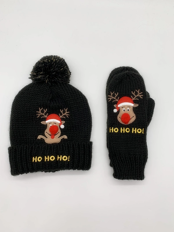 2019 New Arrival Sets Lovely Christmas Hats and Gloves Acrylic/Polyester Winter Beanie Hat