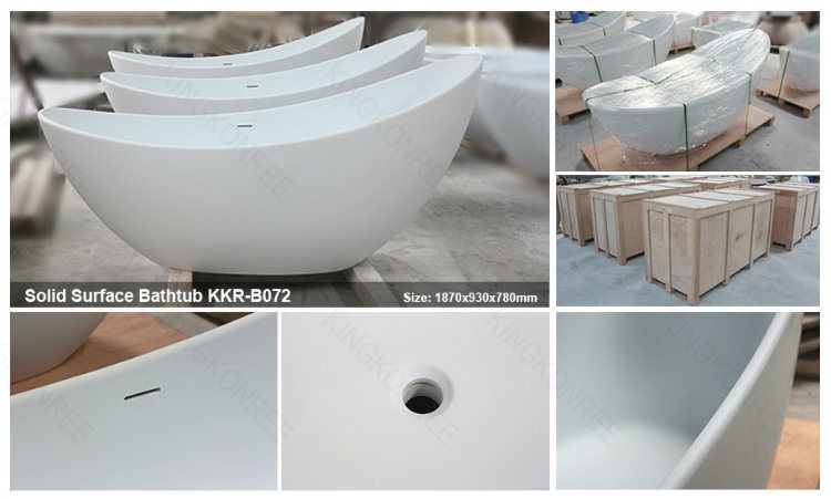 Pure White Acrylic Solid Surface Free Standing Bath Tub