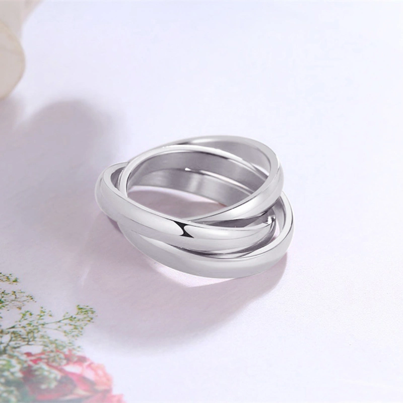 Three Sets of Rings Fashion Three Rings Men and Women Three Color Rings Titanium Steel Jewelry