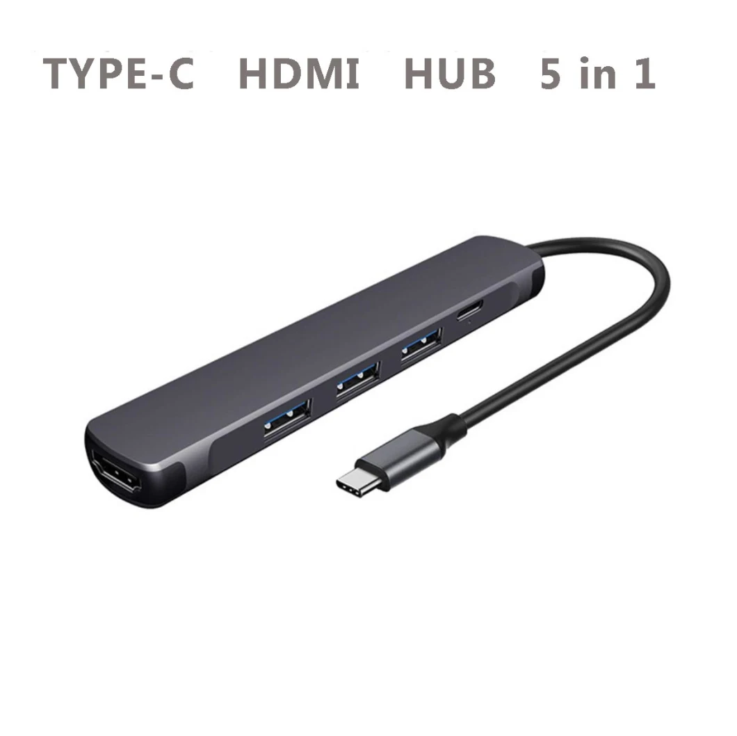 Type-C to HDMI 3 USB with Pd Power Supply 4K HD Hub Converter MacBook Docking Station USB 3.0
