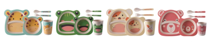 China Wholesale Dinnerware Sets Bamboo Fiber Cute Kids Dinnerware Sets
