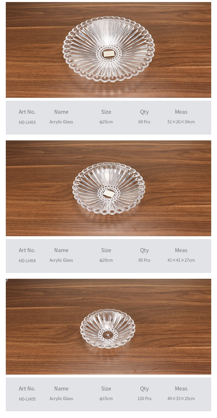High Quality Clear Flower Design Thick Acrylic Fruit Plate