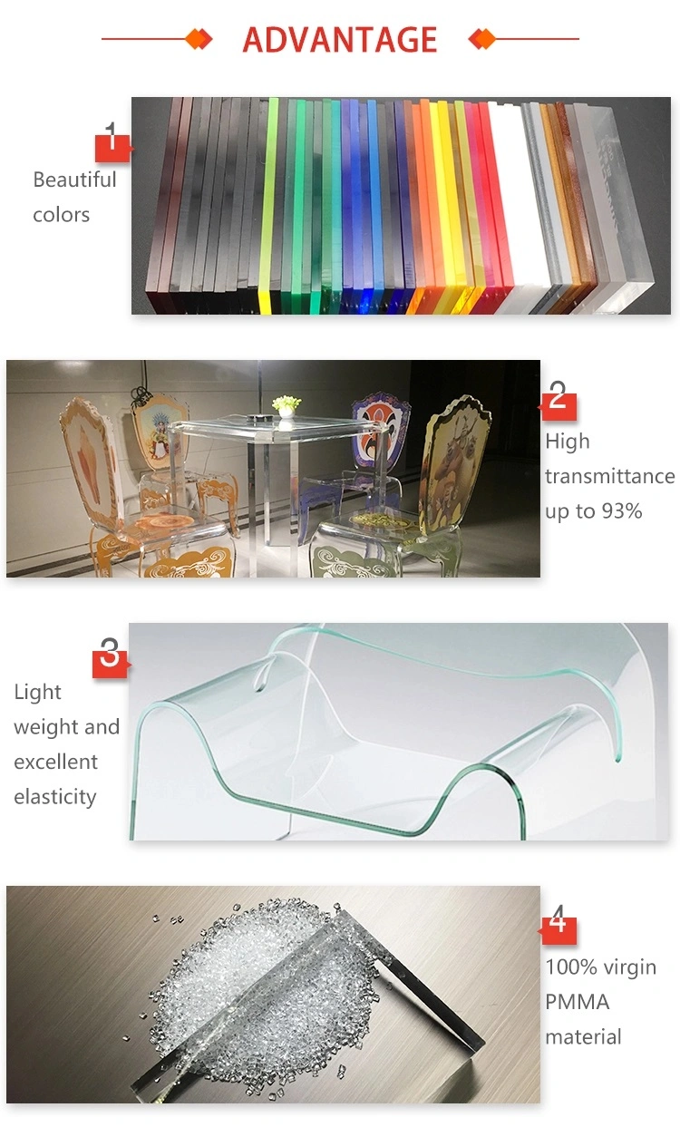 Decorative Building Materials 4X8 FT Colourful Iridescent Translucent Color Acrylic Panel