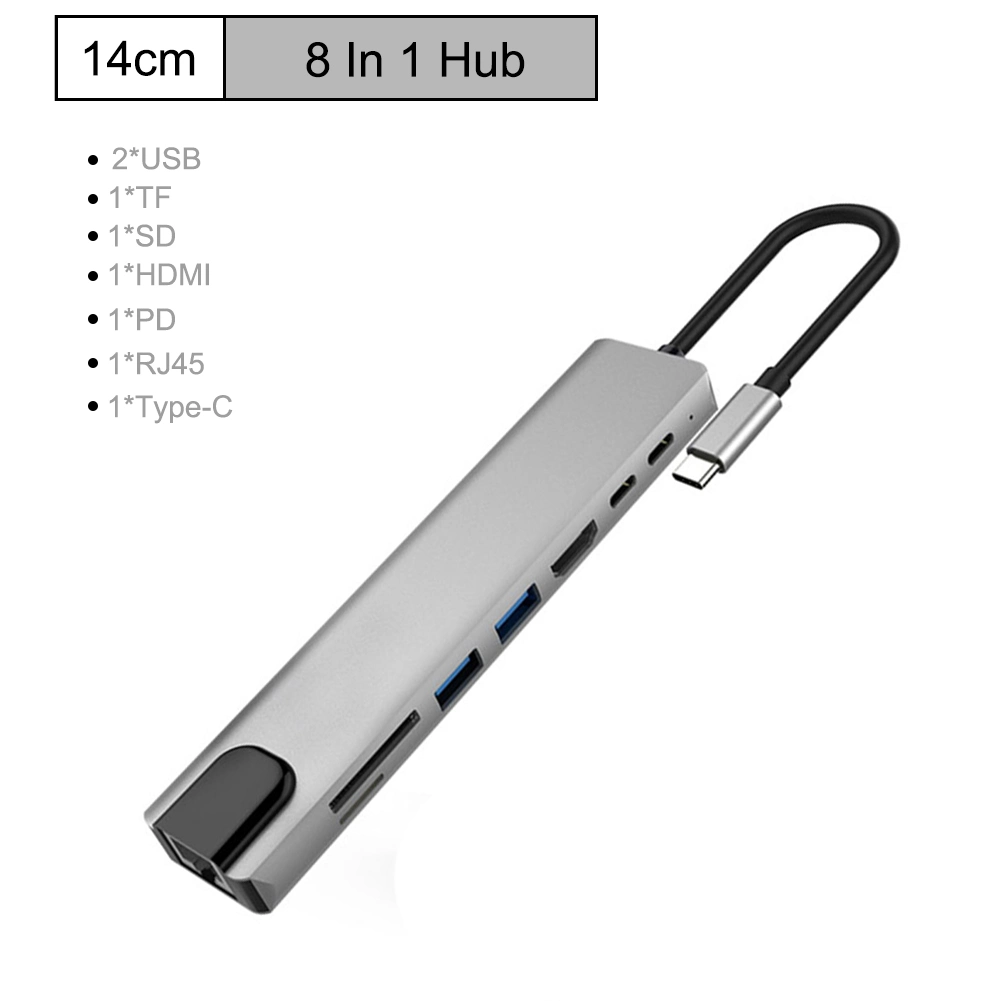 Lanetop 8-in-1 Type C Hub USB C to USB 3.0 Ports USB 2.0 Port SD/TF Card Reader USB-C Power Delivery for MacBook PRO