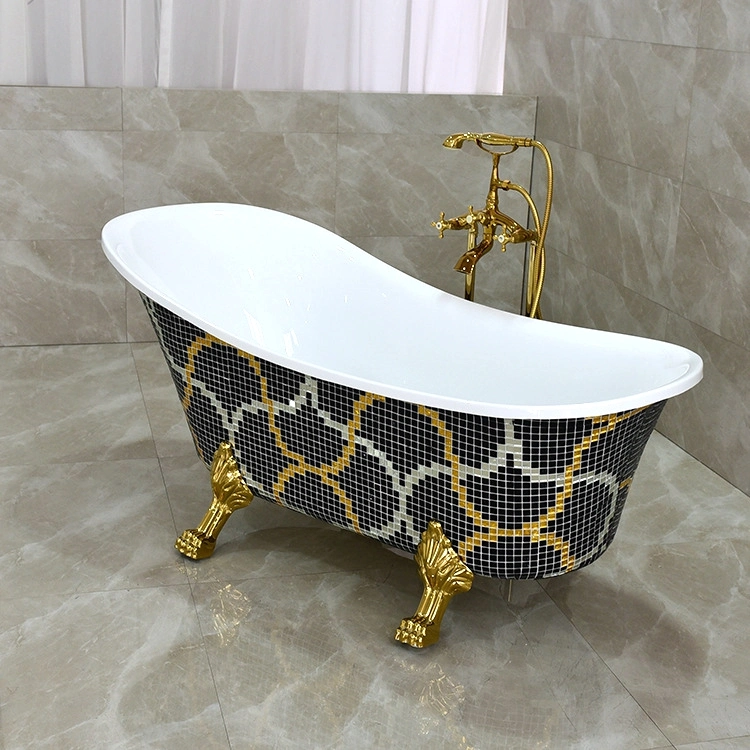 Mosaic Surround Oval Acrylic Freestanding Italian Bathtubs Small Bath Tub Acrylic