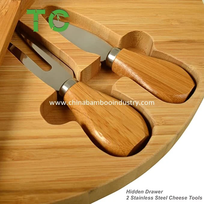 Multi Level Cheese Board Set Entertaining Round Cute Cheese Board Knives Set