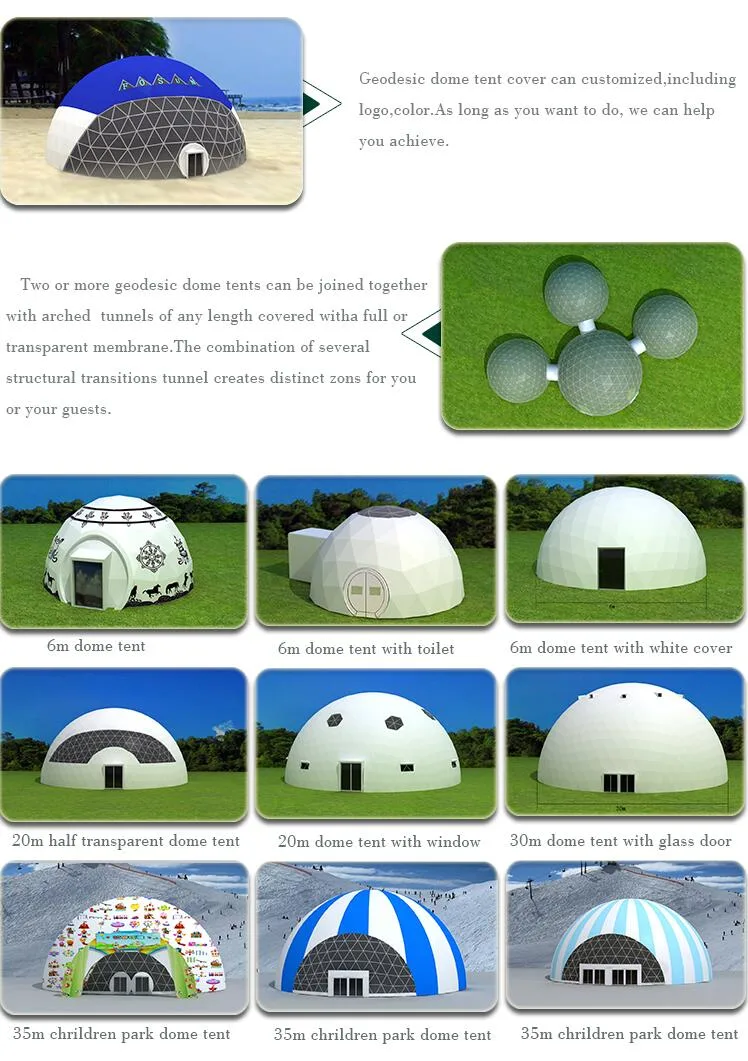 10m Geo Dome Tent with Roof Lining for Hotel, Camping Dome Tents