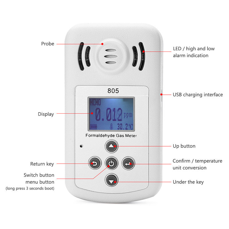 Battery Charging Formaldehyde Detector High Precision Portable Formaldehyde Tester