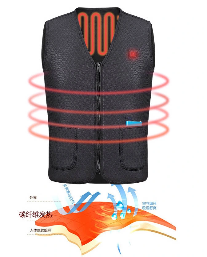 High Quality Rechargeable Battery Heated Vest for Men and Women 5V Size Adjustable Heated Clothing USB Electric Heated Vest for Men Women Hunting Hiking Camping