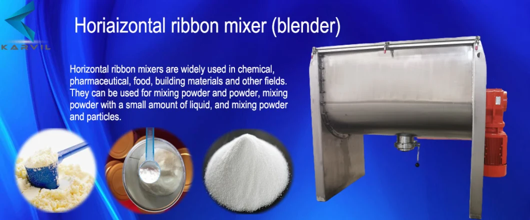 New Design Stainless Steel Horizontal Ribbon Powder Mixer Blender with Feeder