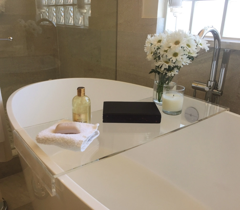 Wholesale Custom Clear Perspex Acrylic Bathroom Tray for Bathtub Caddy