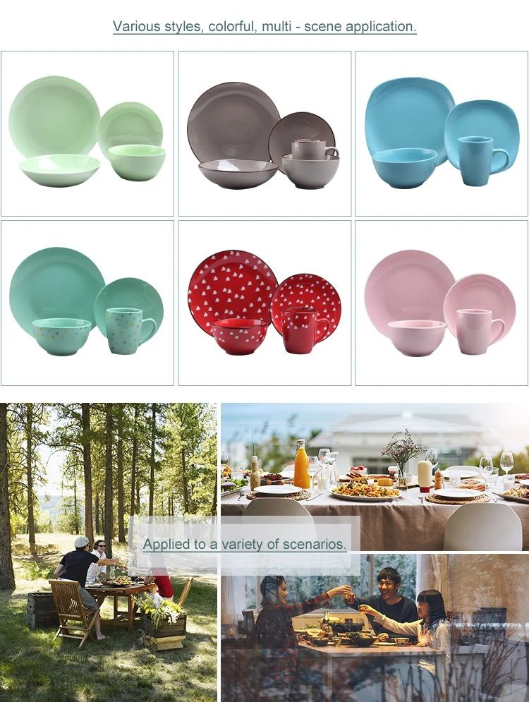 Fine Stoneware Dinnerware Sets Color Glaze Dinnerware Good Quality Table Set 12PCS Luxury Dinner Set