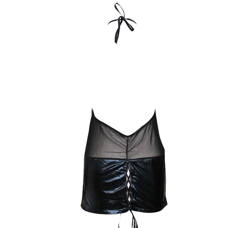 Women Sexy Lingerie Patent Leather Underwear Black Bodycon Sleepwear Mini Dress