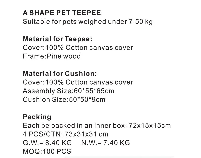 Indoor Wooden Indian Pet Tent for Dog, Puppy, Canvas Pet Cat Dog Tipi Tent Pet Teepee Tent