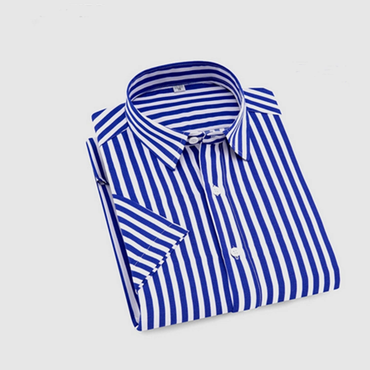 Customize Stripe Short Sleeve Dress Shirt for Men
