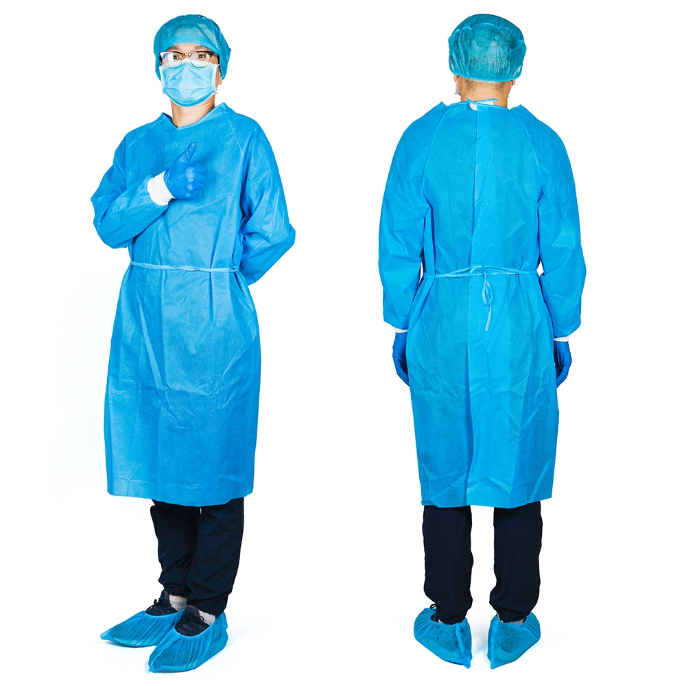 Steril Disposable Fluid Repellent Gowns Isolation Patient Gowns Waterproof Surgical Disposable SMS Gowns with Knitted Cuff