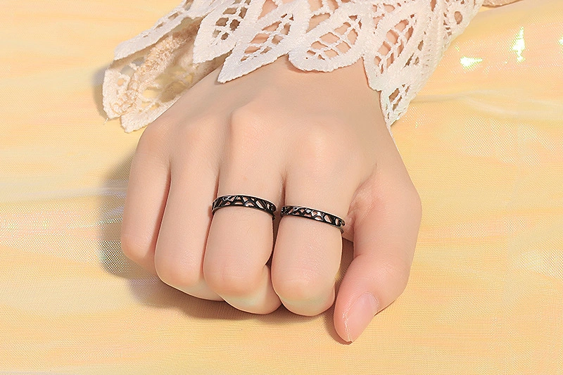 S925 Sterling Silver Simple Students Open Ring to Ring Element Ring Personality Ring