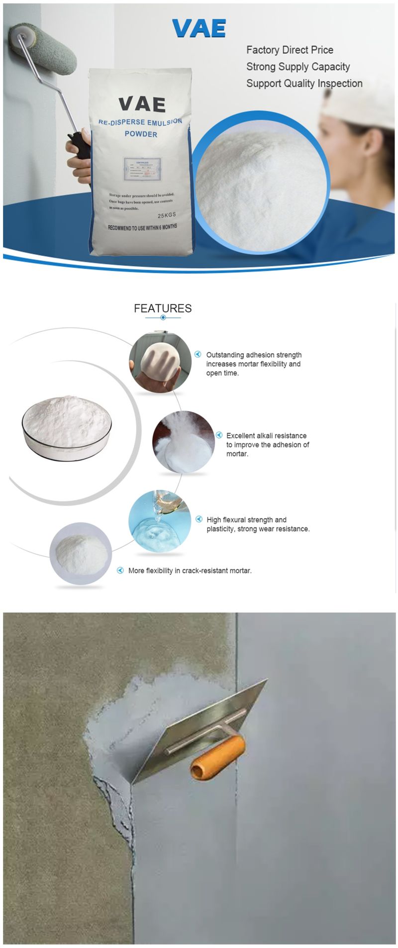 Resin Powder Redispersible Latex Powder Rdp for Putty Powder