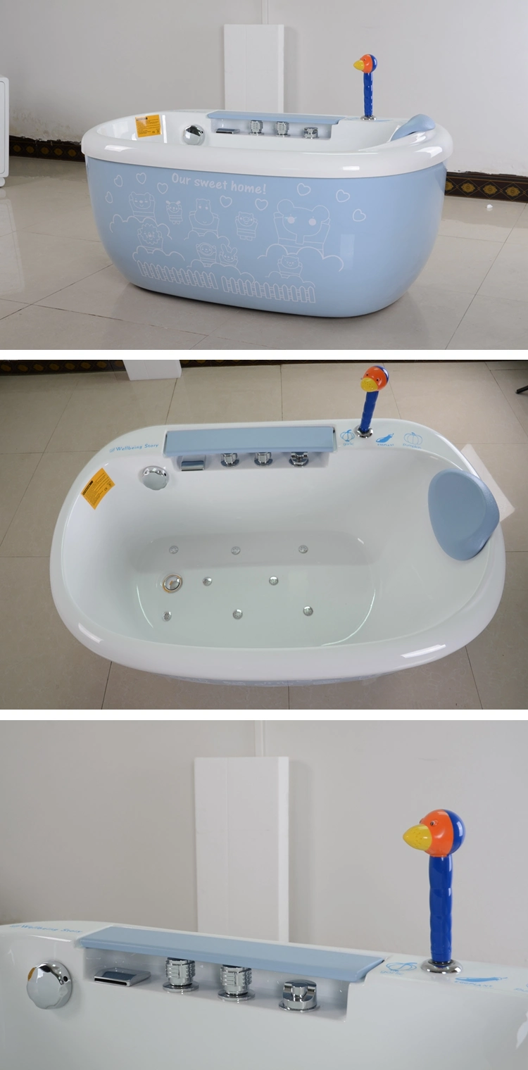 Pink Acrylic Oval Tub with Air Jet Whirlpool for Baby