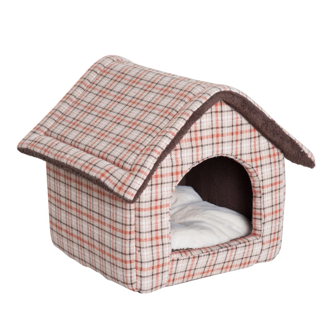 Pet Dog Cube Tent Bed with Double Sided Plush Cushion Waterproof