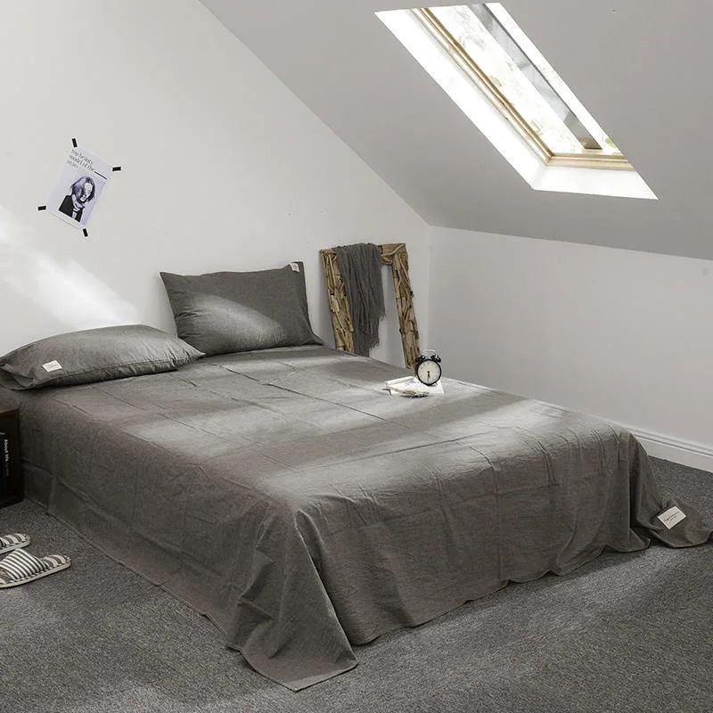 Luxury Bed Sheet Set Best Quality Comfortable Fade Single Dark Khaki Bed Linen