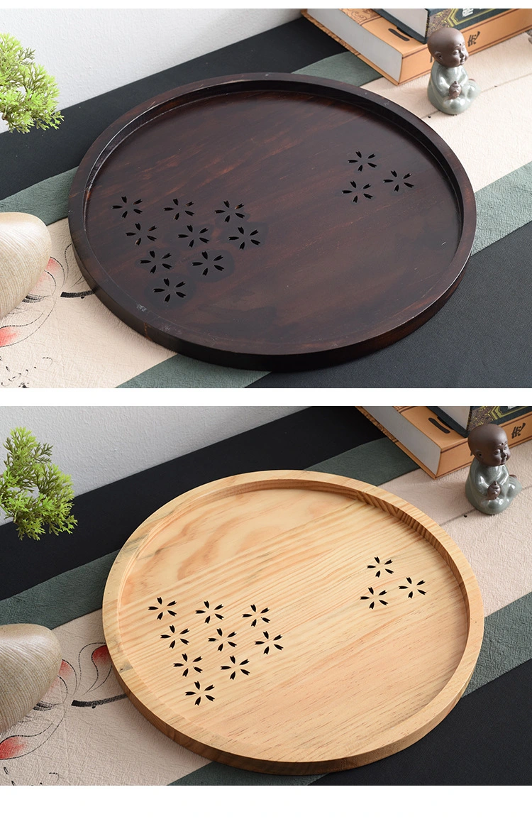 Wooden Tray Solid Wood Round Plate Saucer Cup Plate Hotel Dinner Plate Fruit Cake Plate