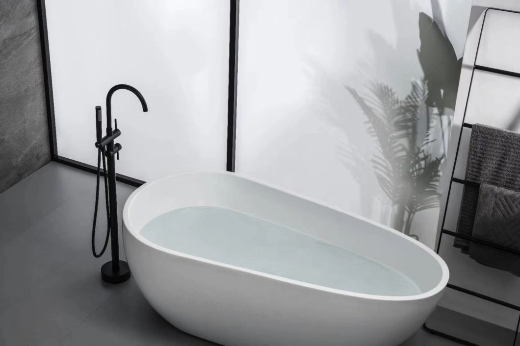 Hot Egg Shape Acrylic Freestanding Bathtub&Freestanding Mixer Brass Bathtub Faucet, Acrylic Solid Wash Basin