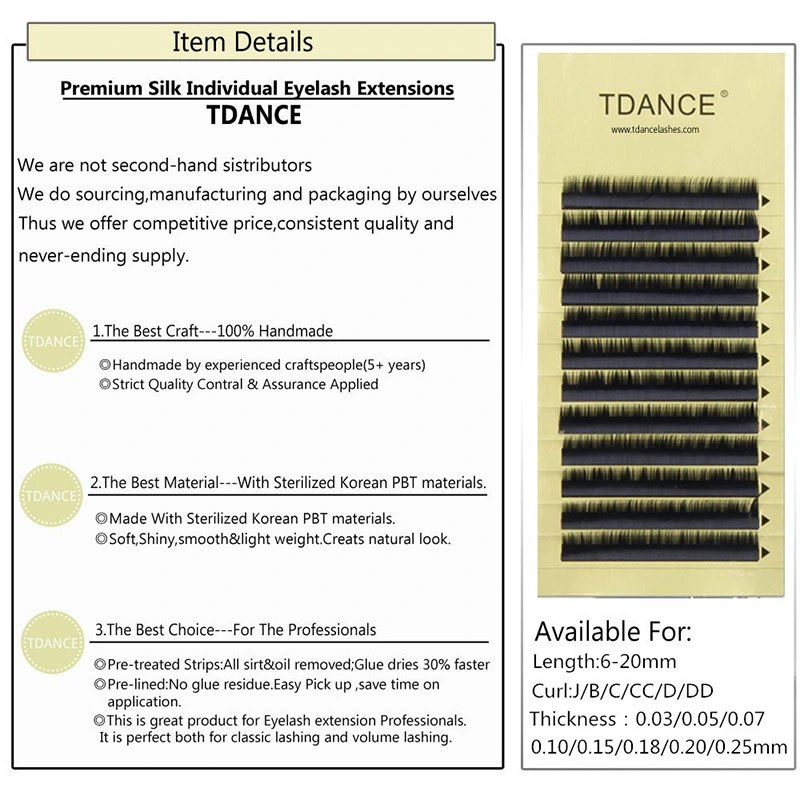 Tdance Best Price Inidividual Eyelash Extension Real Silk Lashes