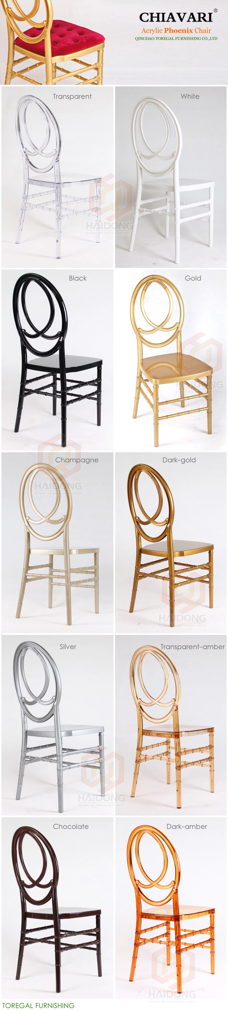 Black Acrylic Resin Chair Phoenix Wedding Chair for Event Rental