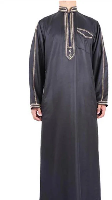 Men's Morocco Robe Thobe Night Gown with Embroidery